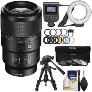 imageSony SEL90M28G FE 90mm f2822 Macro G OSS StandardPrime Lens for Mirrorless CamerasBlackLens  Ring Light Kit