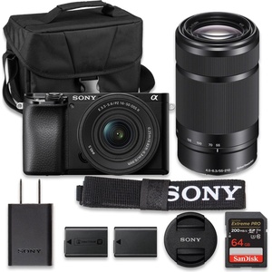 image:imageSony ILCE6100KB Alpha 6100 Mirrorless 4K Video Camera with E PZ 1650mm Lens  Blackw 1650mm  55210mm Value Bundle