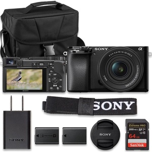 image:imageSony ILCE6100KB Alpha 6100 Mirrorless 4K Video Camera with E PZ 1650mm Lens  Blackw 1650mm Value Bundle