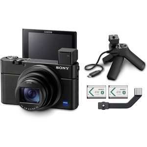 image:imageSony RX100 VII Premium Compact Camera with 10Type Stacked CMOS Sensor DSCRX100M7 Black  24200mm F2845 Zeiss 20fps Af and Ae 4K Xga Evf 3 Tilting LCDw Shooting Grip Kit